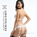 Nieuw design witte lingerie set met Suspender Belt